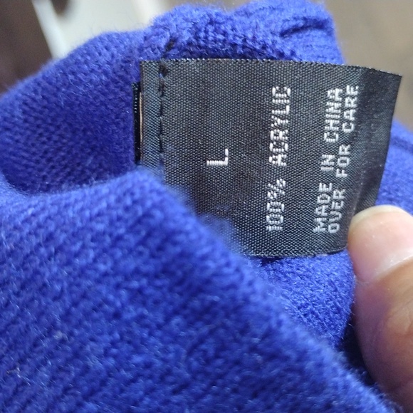 Blue Cowl Neck Sweater Dress with Black Belt - Picture 7 of 9